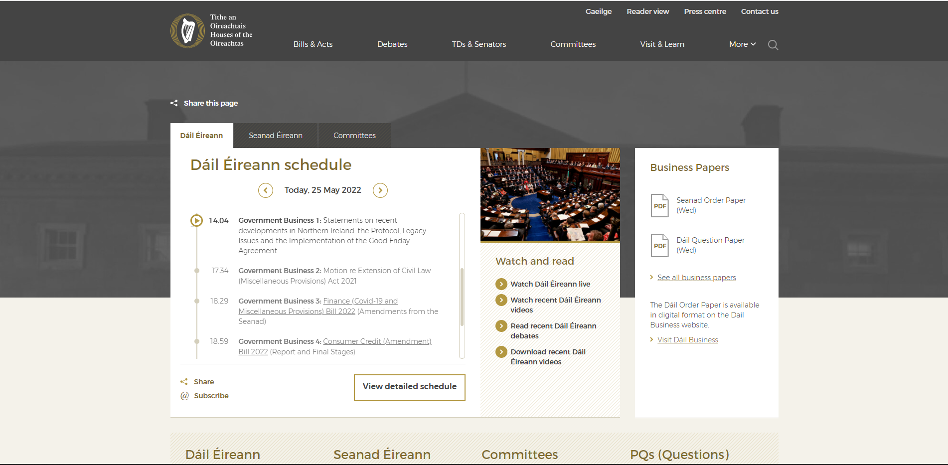 Oireachtas Website